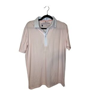 Boston Scott Golf Links Collection‎ Peach Stripe Polo Shirt Men's Small NWT